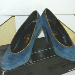 Two City Kids Blue Suede Classic Pump Shoes , w/org.box US Size 6, VTG 80's EUC